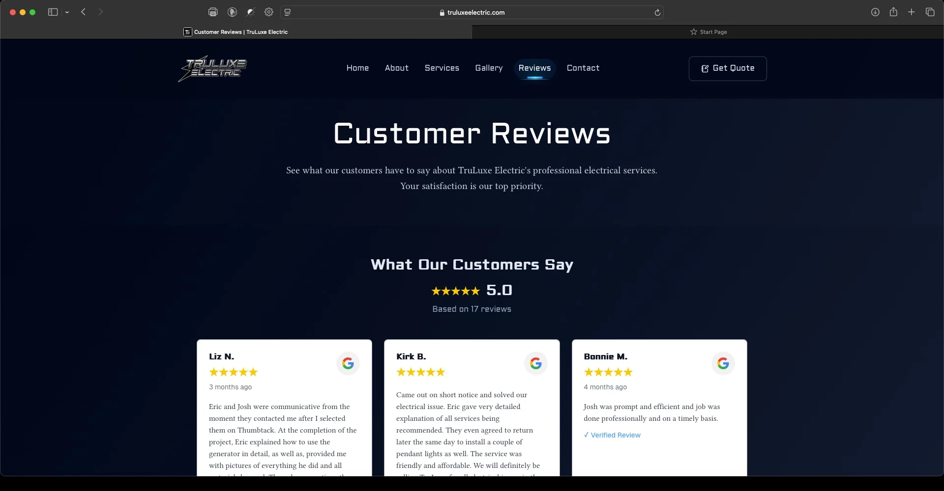 TruLuxe Reviews page