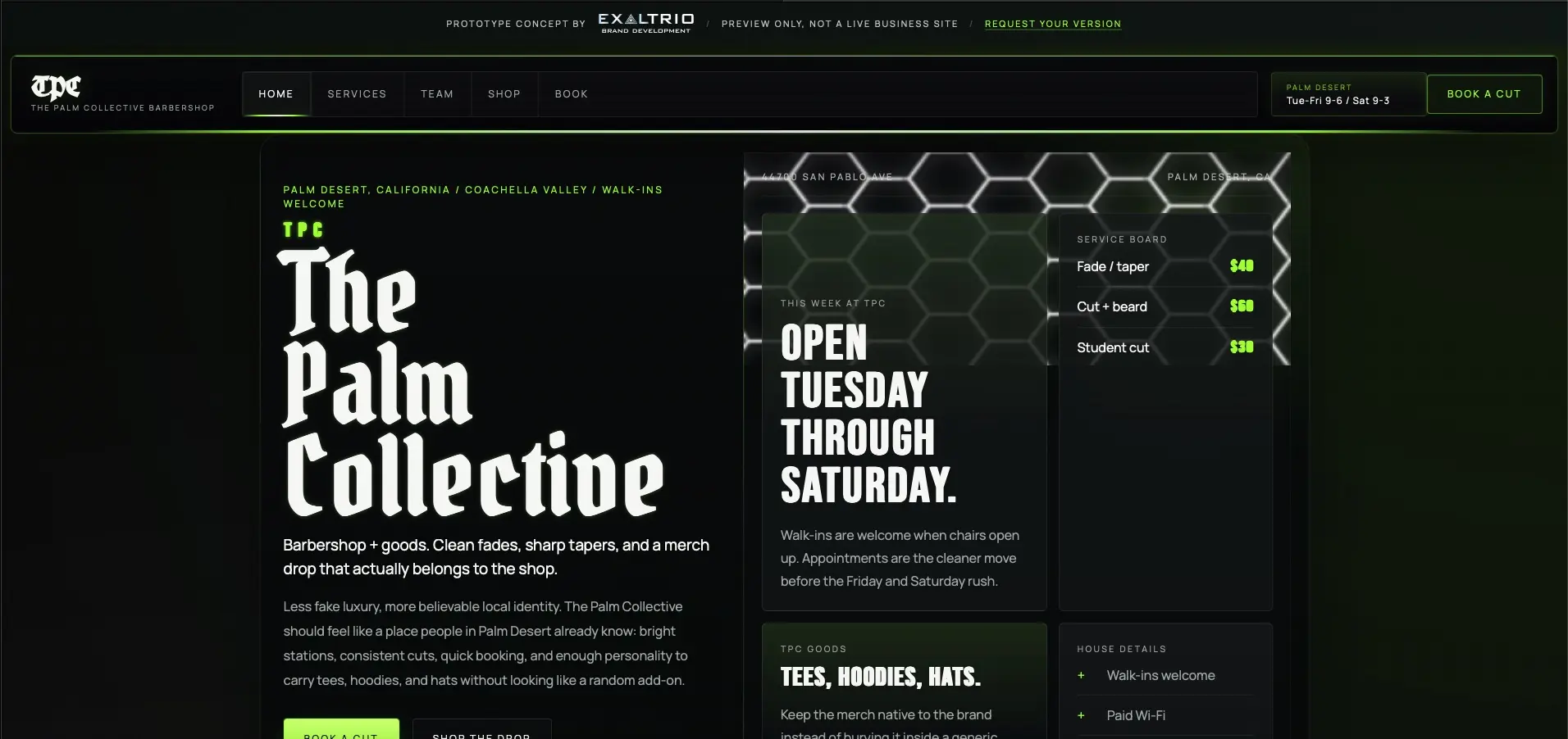 The Palm Collective concept website preview