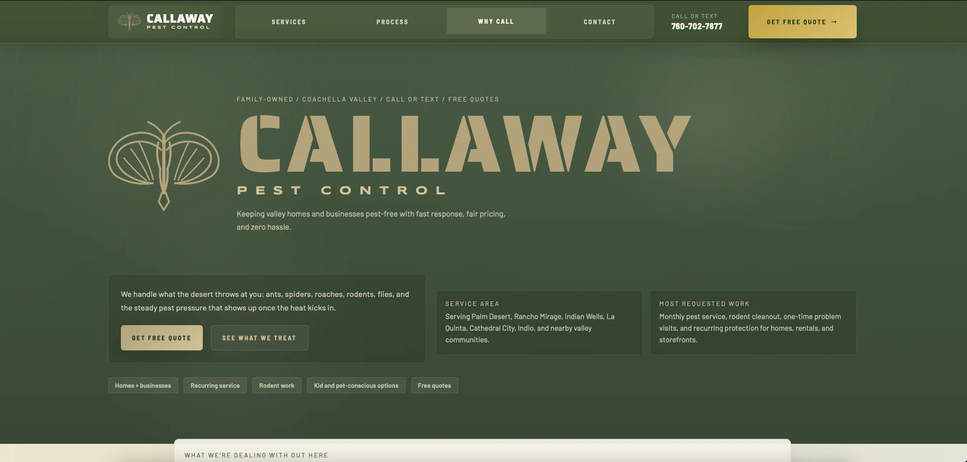 Callaway Pest Control concept website preview