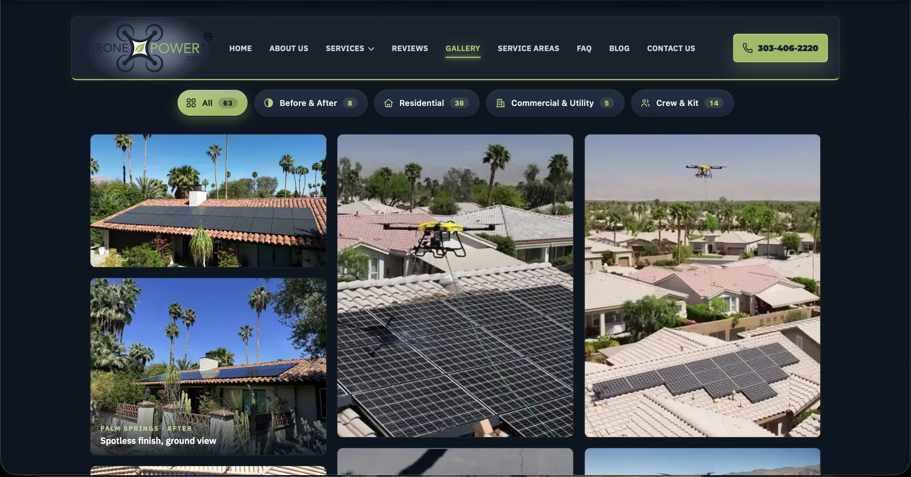 DronePower1 filterable photo gallery with 63 photos