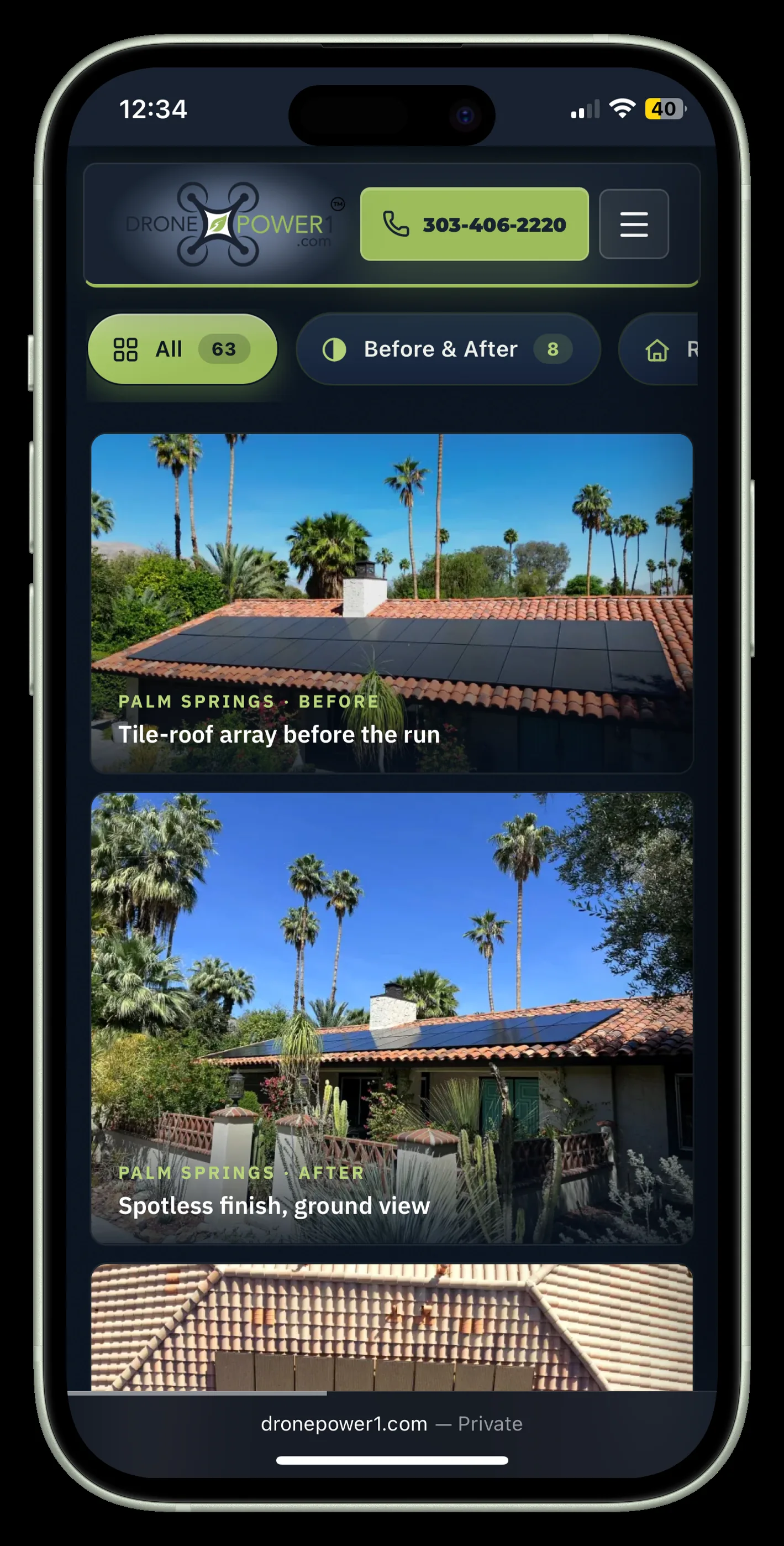 DronePower1 mobile photo gallery on iPhone