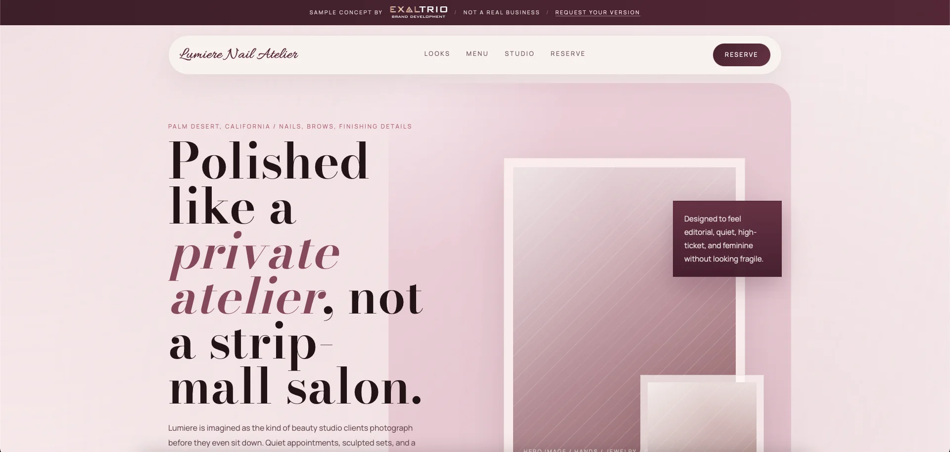 Nail studio concept sample site preview