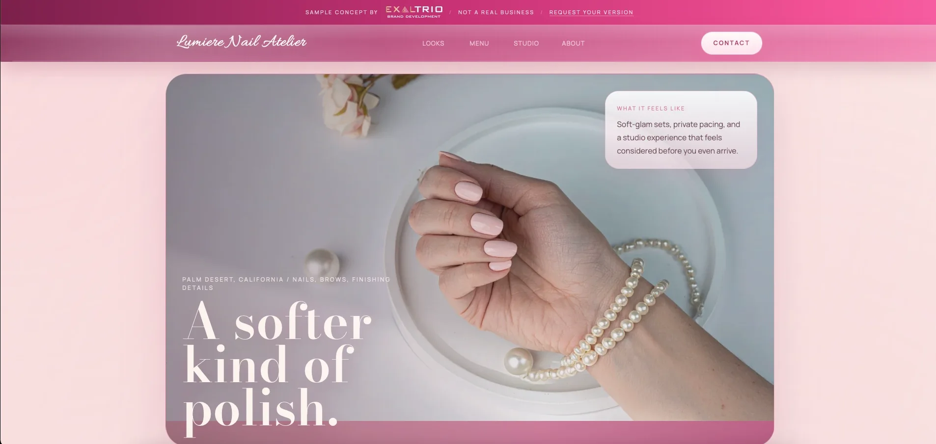 Lumiere Nail Atelier concept website preview